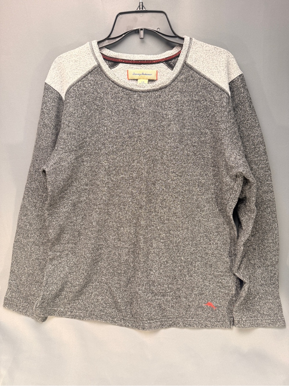 Tommy Bahama Men L Colorblock Fleece Crewneck Sweatshirt Gray Marlin 229901